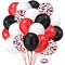 50 Pack 12 Inch Red and Black Latex Balloons - Black, White, and Red Confetti Balloons with Ribbons for Birthday, Graduation, Wedding, Bridal Shower, and Party Decorations